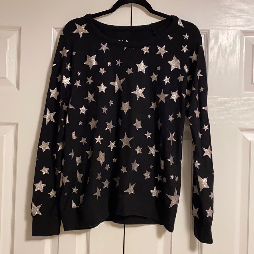 Chaser Black With Silver Glitter Stars Sweatshirt